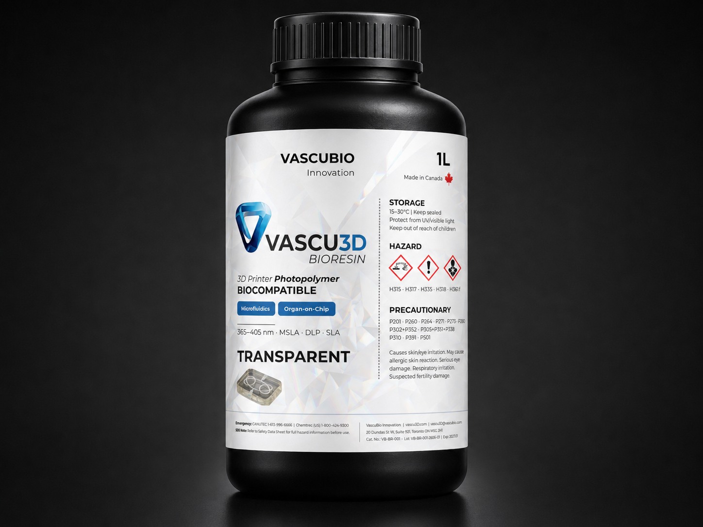 Vascu3D Bioresin product bottle